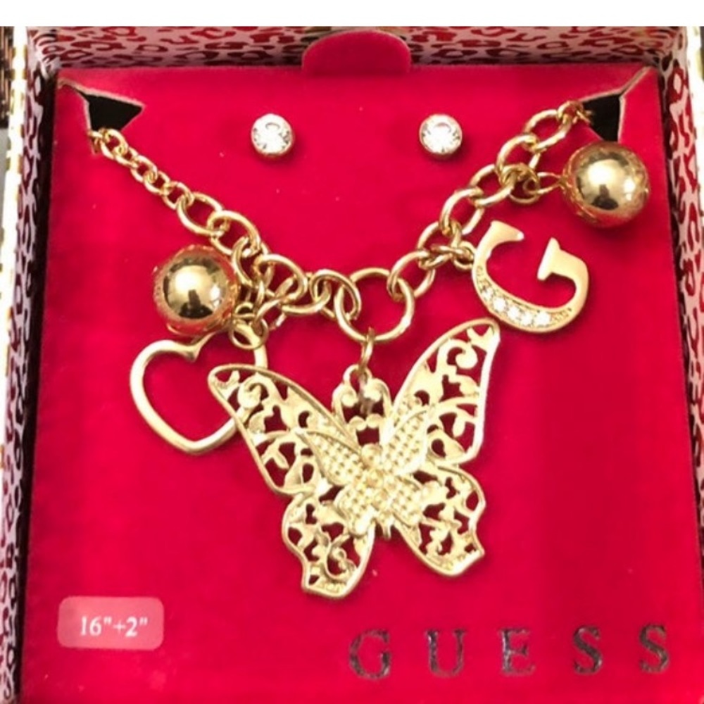 Vintage GUESS Gold Tone Jewelry Set (with box)